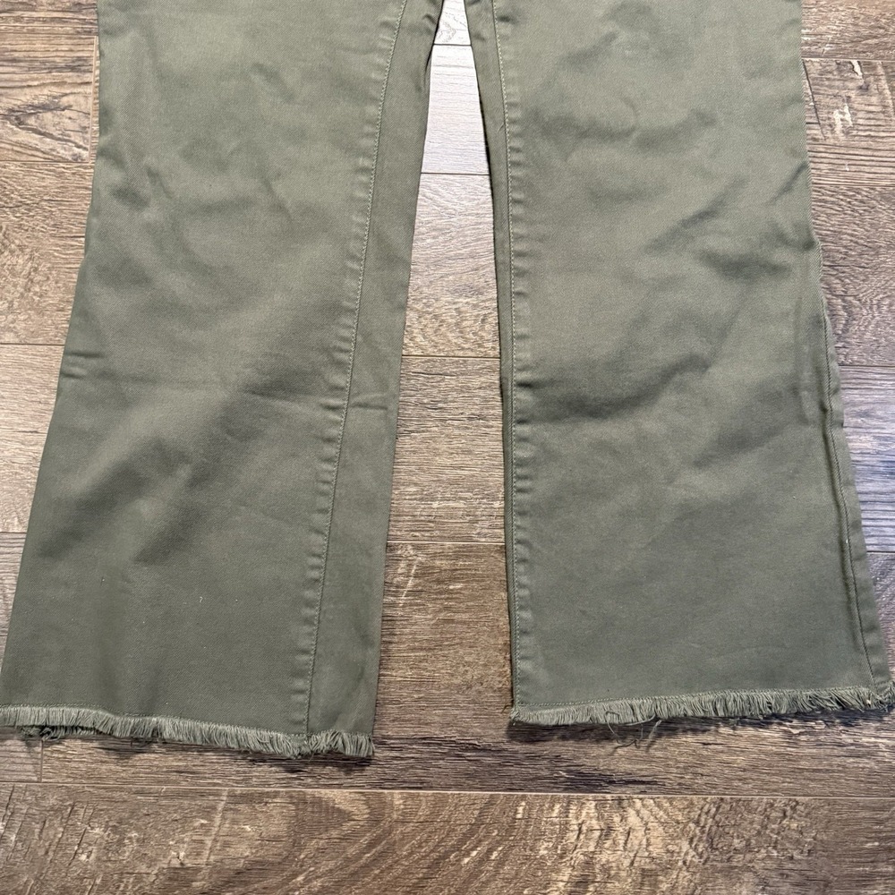 Peace Love World Women's Jeans Army Green Distressed Boot Cut 16 - Picture 2 of 9